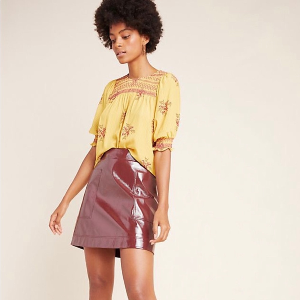 Maeve by Anthropolgie Faux Patent Leather Skirt